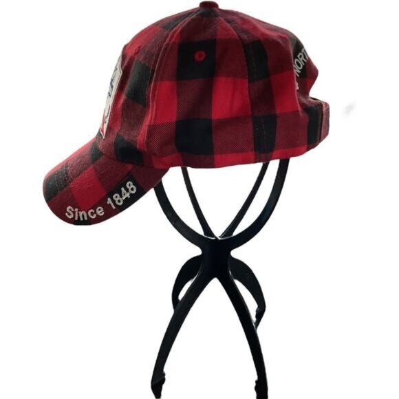 Up North Wisconsin 1848 Plaid Adjustable Baseball Cap Red & Black Cotton/Polyest - Picture 4 of 6
